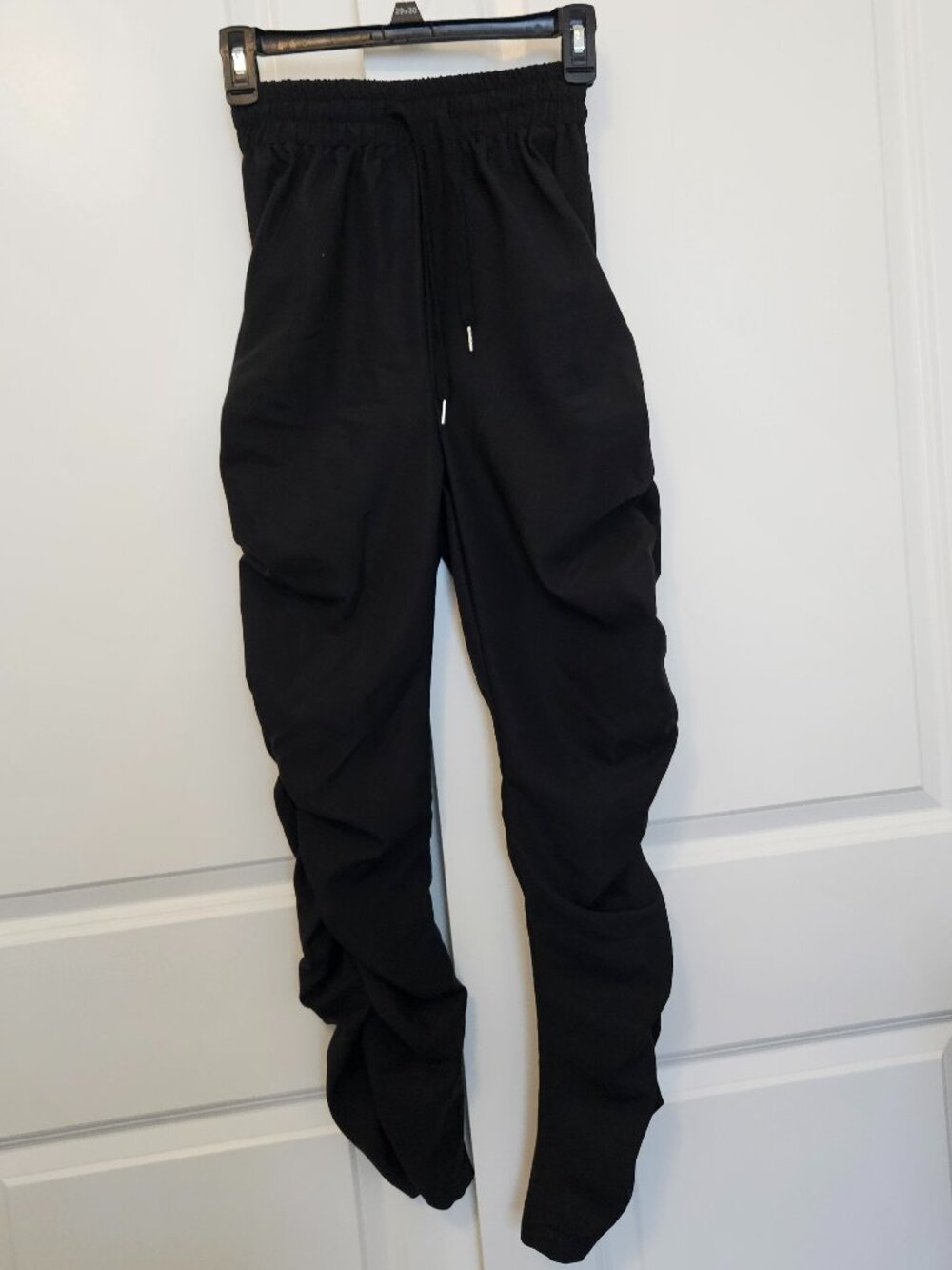 SHEIN Black Ruched-Side Tapered Joggers - Size XS